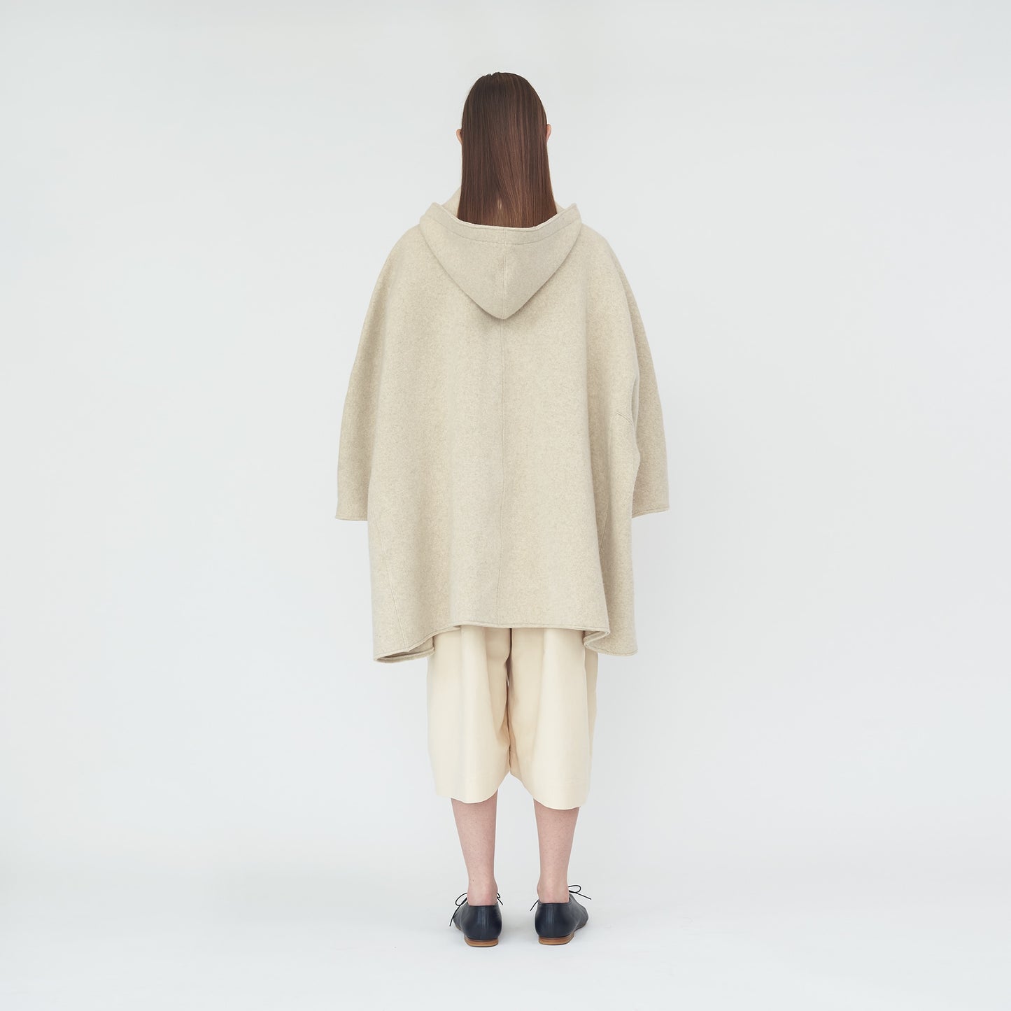 wool knit cape with hood