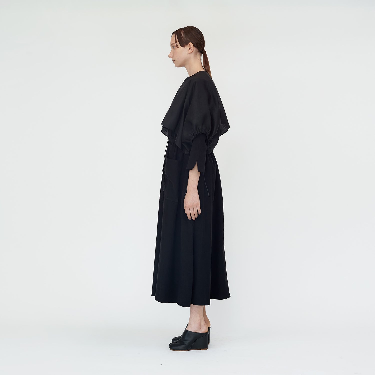 waist shirring dress with cape – TENNE HANDCRAFTED MODERN